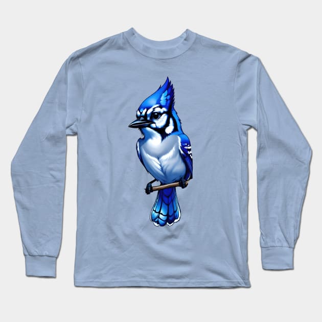 BlueJay Long Sleeve T-Shirt by Whiskers and Wings